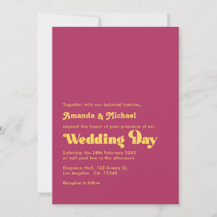 Rich Maroon and Mustard Retro Typography Wedding Invitation