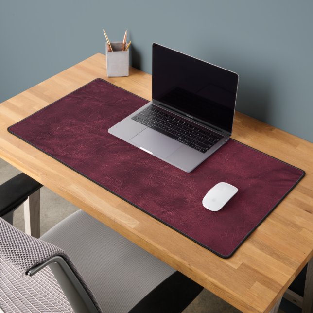 Rich Maroon Leather Background Desk Mat (Office 2)