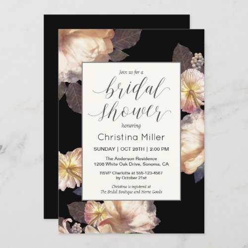 Rich Moody Floral Elegant Bridal Shower Invitation