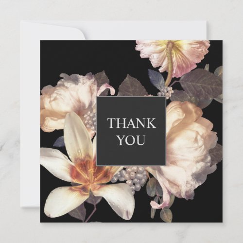 Rich Moody Floral Elegant Square Thank You
