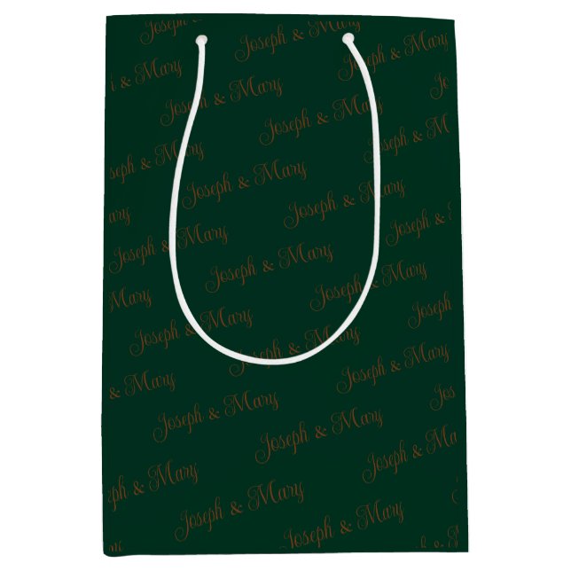 Rich Nature Inspired Pine Green & Walnut Wedding  Medium Gift Bag (Front)