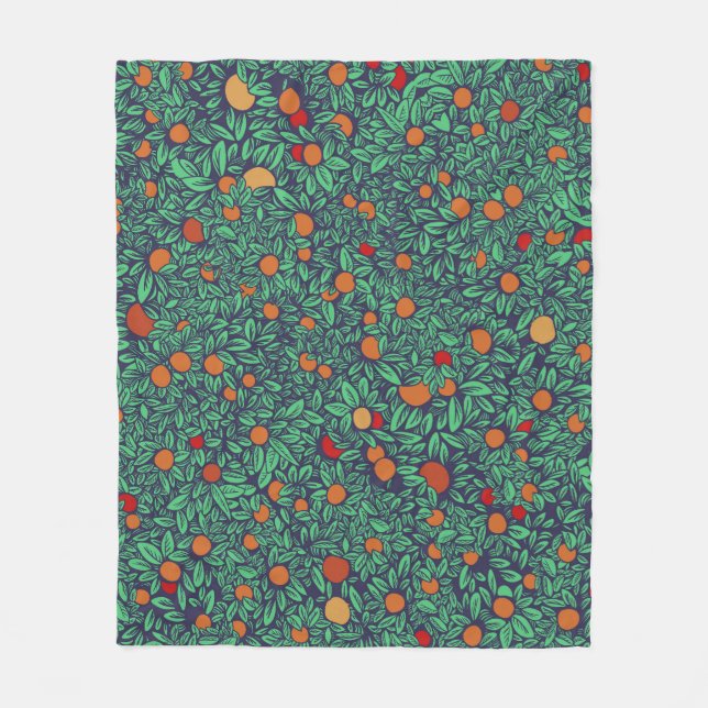 Rich Orchard: Vintage Tree Pattern. Fleece Blanket (Front)