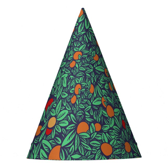 Rich Orchard: Vintage Tree Pattern. Party Hat (Front)