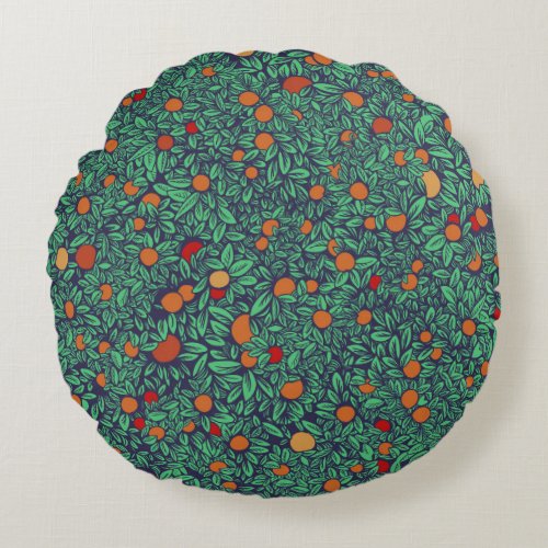 Rich Orchard Vintage Tree Pattern Round Pillow