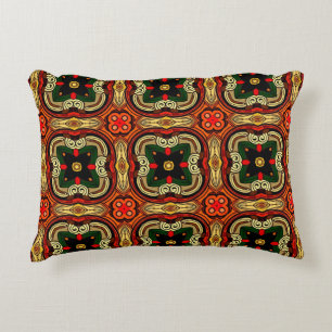 Rich pattern red,yellow and beige Boho Accent Pillow