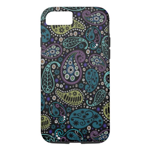 Rich Peacock Colors Paisley Pattern iPhone 87 Case