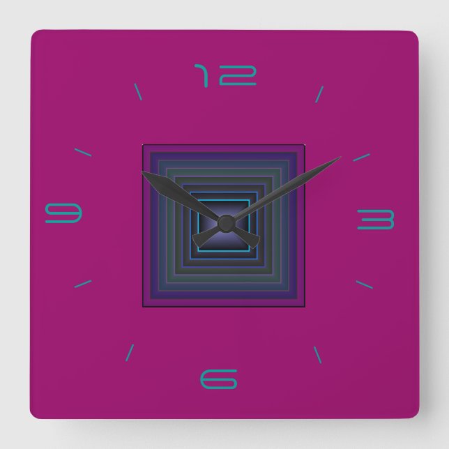 Rich Pink/ Pattern Center  > Square Wall Clocks (Front)