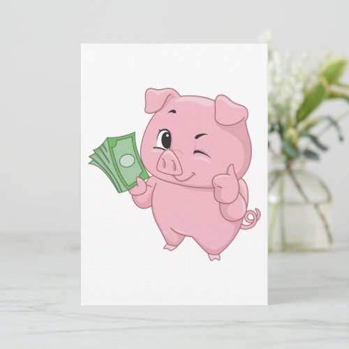 Rich Pink Pig Invitation