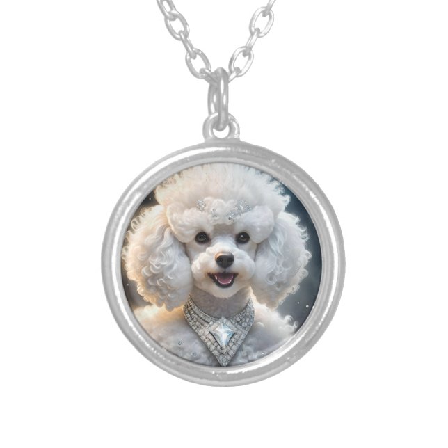Rich Poodles Wear Diamonds, Silver Plated Necklace (Front)