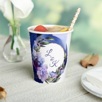 Rich Purple and Blue Peony Fancy Paper cup