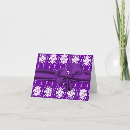 Rich Purple and White Thank You Card