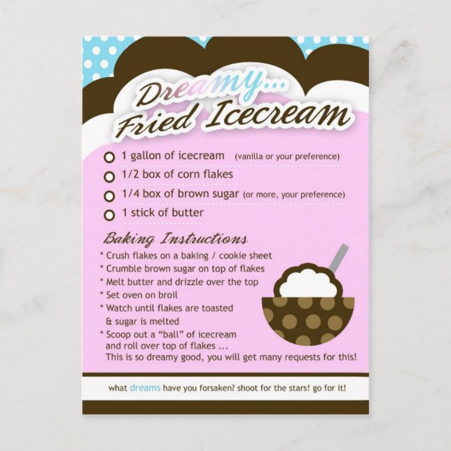 Rich Recipes DREAMY FRIED ICECREAM Postcard (Front)