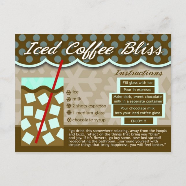 Rich Recipes ICED COFFEE BLISS Postcard (Front)