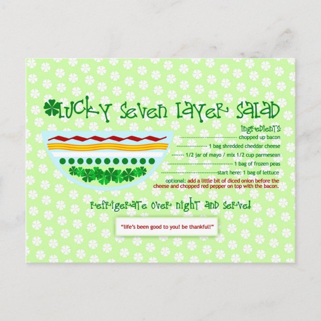Rich Recipes  LUCKY SEVEN LAYER SALAD Postcard (Front)