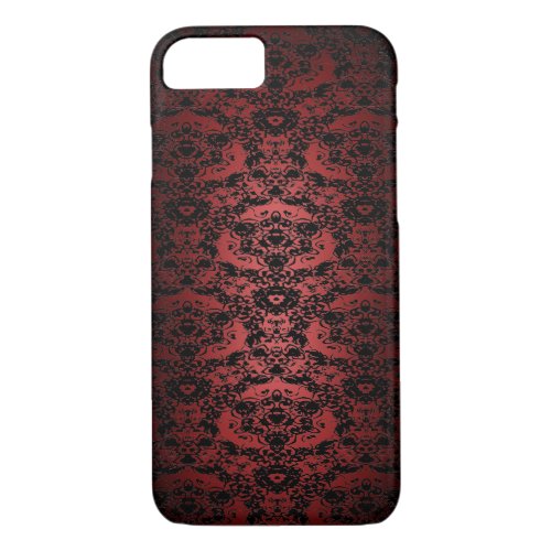 Rich Red Black Lace Pattern iPhone 7 Case