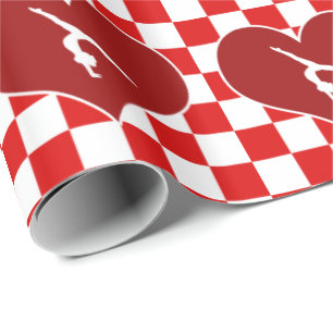 Rich Red Checkered Gymnastics Wrapping Paper