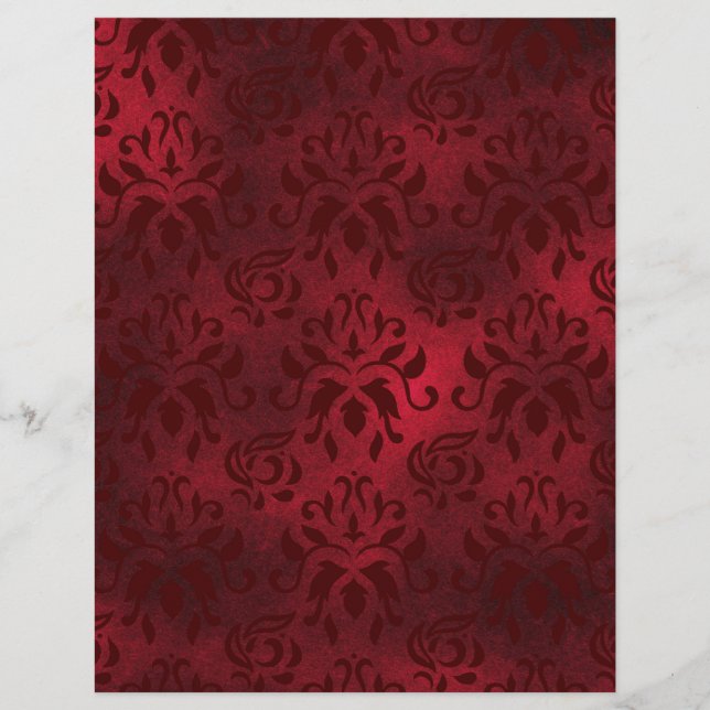 Rich Red Damask Scrapbook Paper (Front)