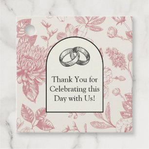 Rich Red French Floral Toile Floral  Favor Tags