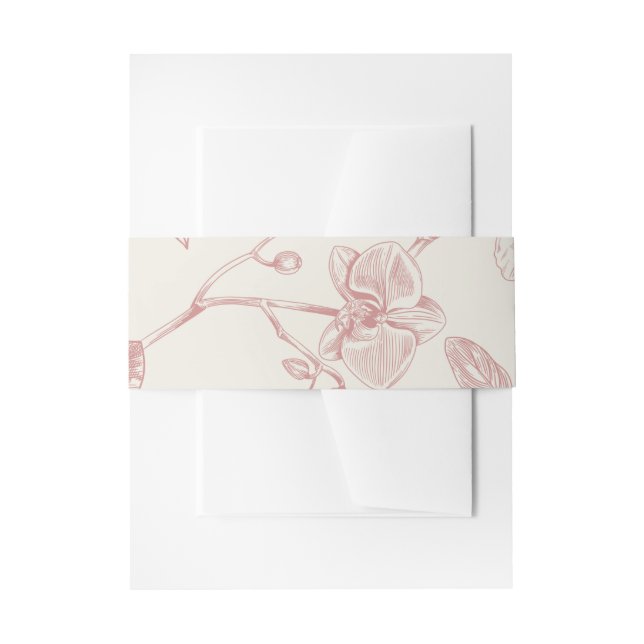 Rich Red French Floral Toile Floral Invitation Belly Band (Front Example)