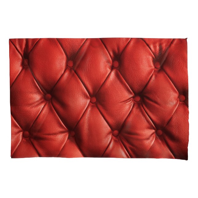 Rich Red Leather: Luxury Textured Detail Pillow Case (Front)