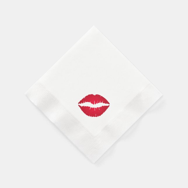 Rich Red Lipstick Kiss Stain Paper Napkins (Corner)