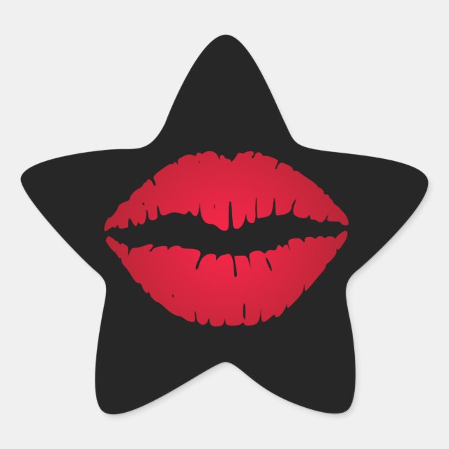 Rich Red Lipstick Print Star Sticker (Front)