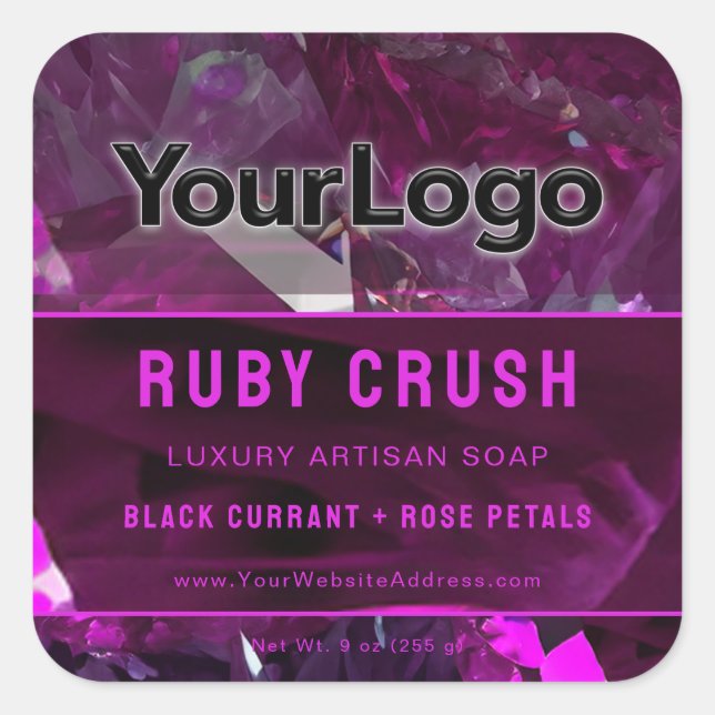 Rich Romantic Wine Red Pink Artisan Product Label (Front)
