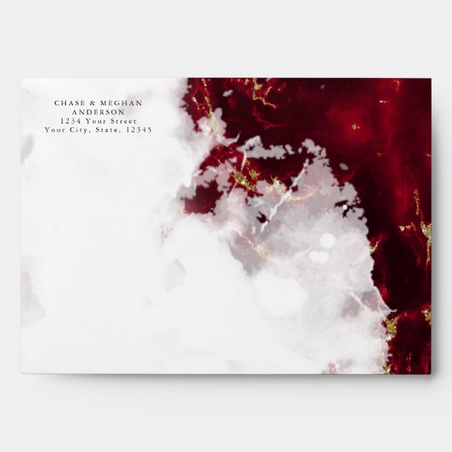 Rich Ruby Red Marbled Geode  BarefootBride™ Envelope (Front)