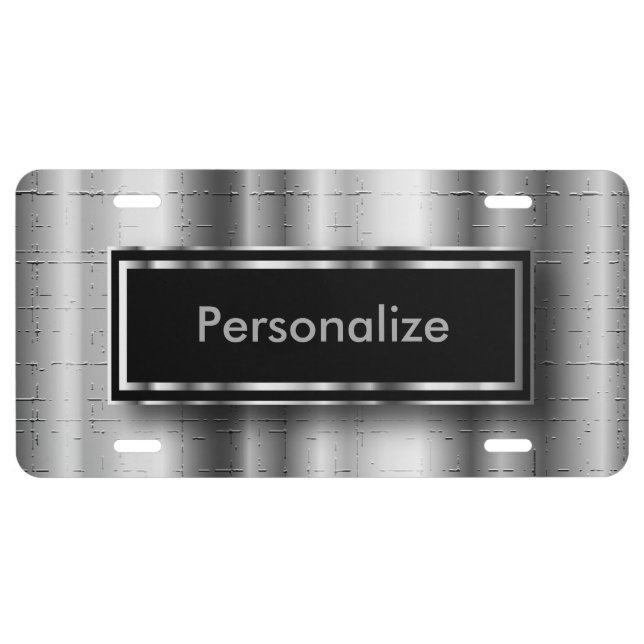 Rich Silver & Black Stripes | Personalize License Plate (Front)