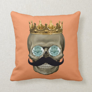 Rich Skull Mustache Throw Pillow