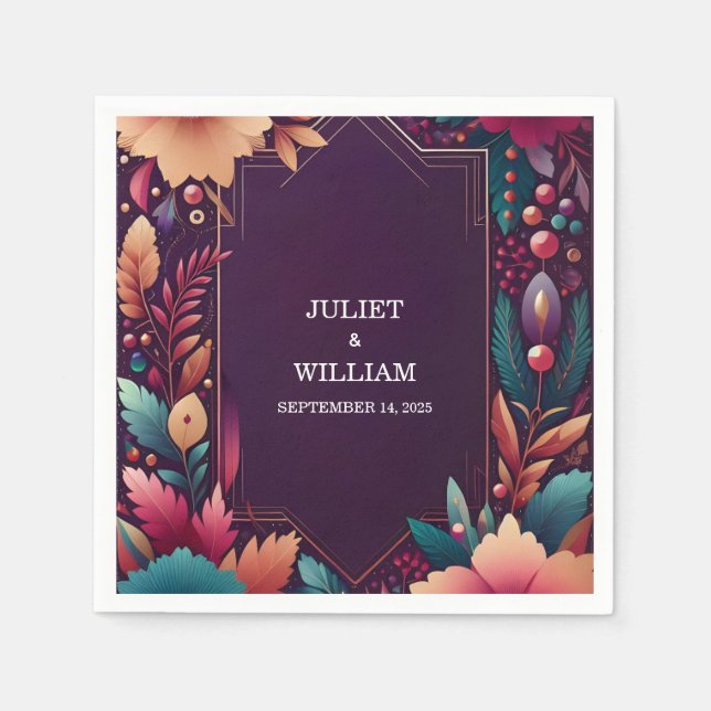 Rich Soft Teal Fall Gem Bold Jewel Tone Wedding Napkins (Front)