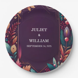 Rich Soft Teal Fall Gem Bold Jewel Tone Wedding Paper Plates