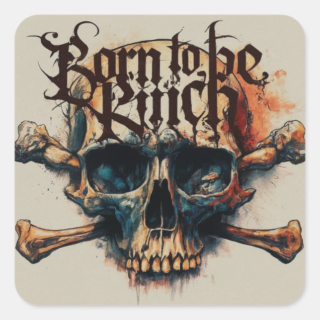 Rich tattoo  square sticker (Front)