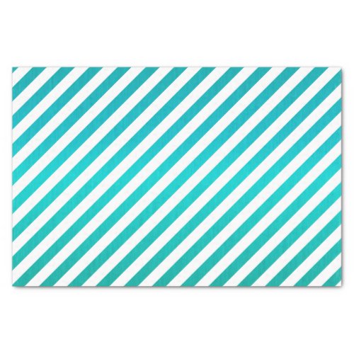 Rich Teal Blue and White Stripes Tissue Paper