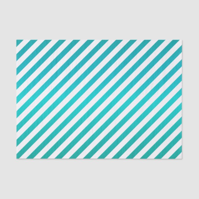 Rich Teal Blue and White Stripes Tissue Paper (Front)