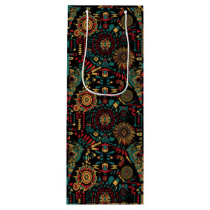 Rich Teal "Heritage-Inspired Patterns" Festive Win Wine Gift Bag