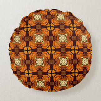 Rich Terracotta burnt orange brown pattern Round Pillow