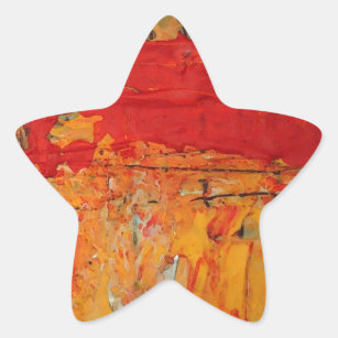 Rich Textured Red Yellow Abstract Star Sticker