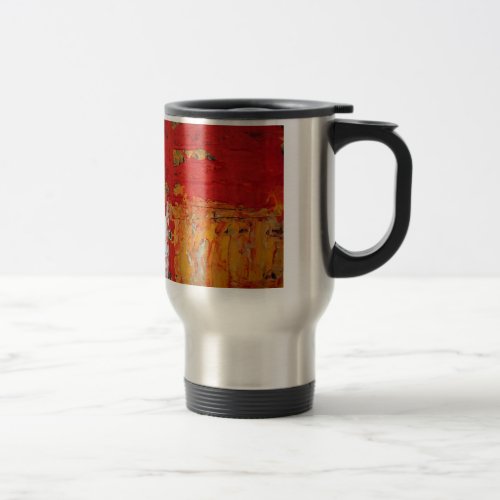 Rich Textured Red Yellow Abstract Travel Mug
