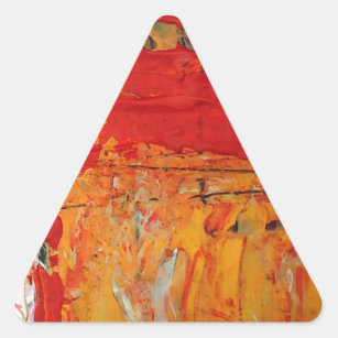 Rich Textured Red Yellow Abstract Triangle Sticker