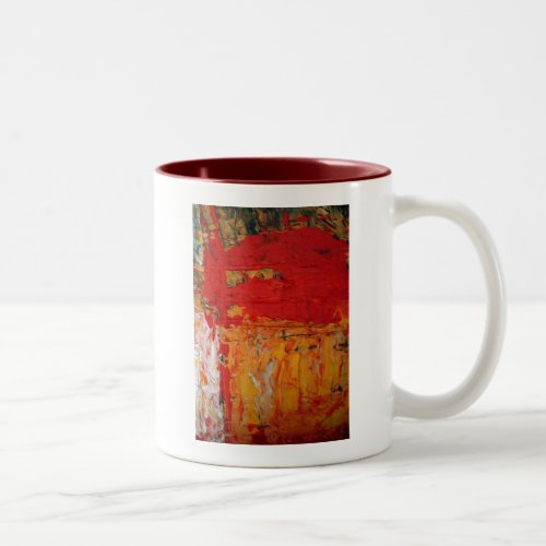 Rich Textured Red Yellow Abstract Two_Tone Coffee Mug