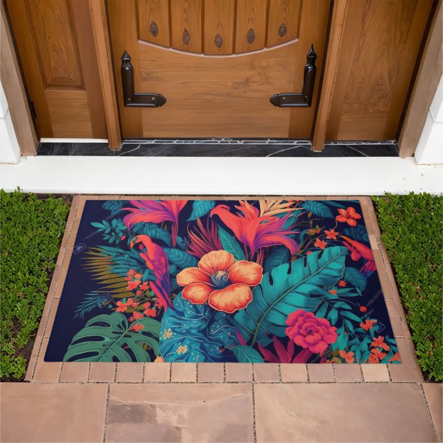 Rich Tropical Floral Pattern Doormat (Outdoor)