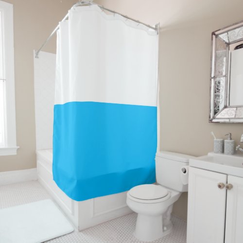 Rich Two Seamless Bright Sky Blue White Panels Shower Curtain