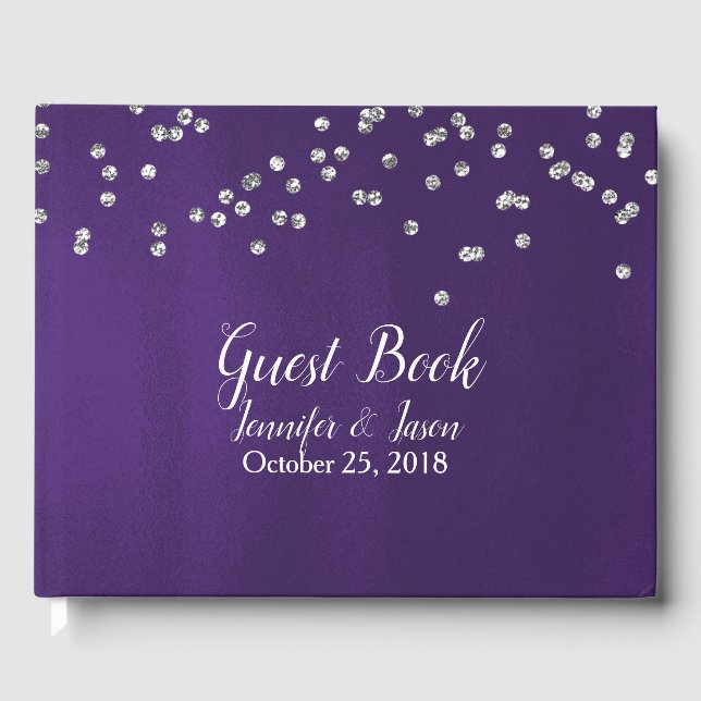 Rich Ultra Violet with Sparkles Wedding Guest Book (Front)