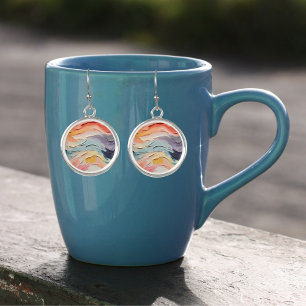 Rich Vibrant Colorful Abstract Painting Artwork  Earrings