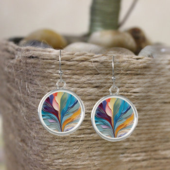 Rich Vibrant Colorful Abstract Painting Artwork  Earrings by SierraDawnDesigns at Zazzle
