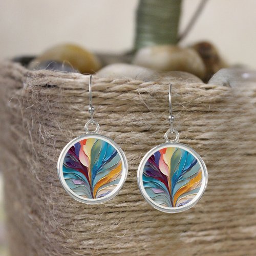 Rich Vibrant Colorful Abstract Painting Artwork  Earrings