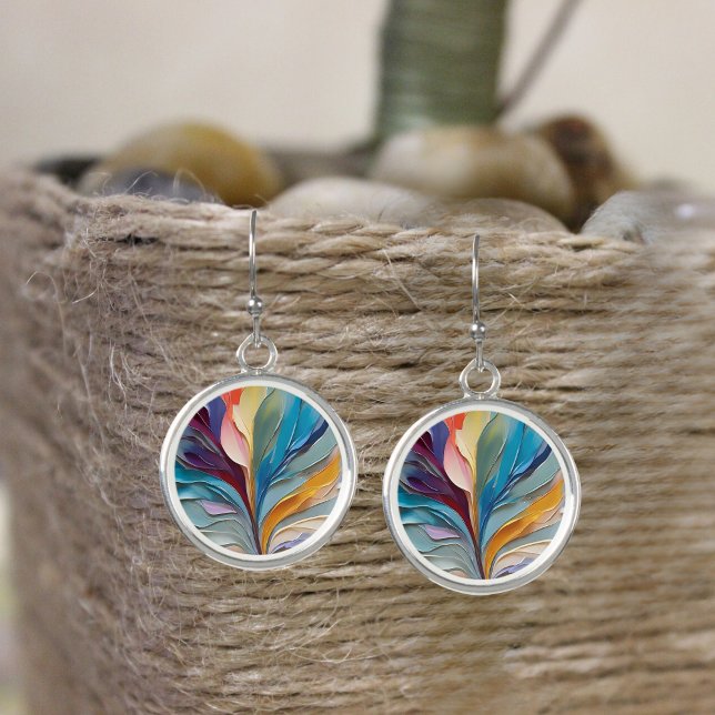 Rich Vibrant Colorful Abstract Painting Artwork  Earrings (Creator Uploaded)