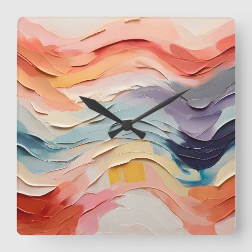 Rich Vibrant Colorful Abstract Painting Artwork  Square Wall Clock
