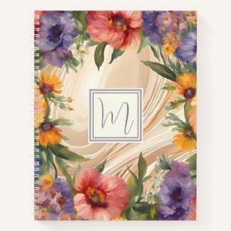 Rich Watercolor Floral Border Hardcover